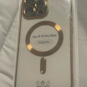 Magnetic Gold and clear iPhone 15 Pro Max Case